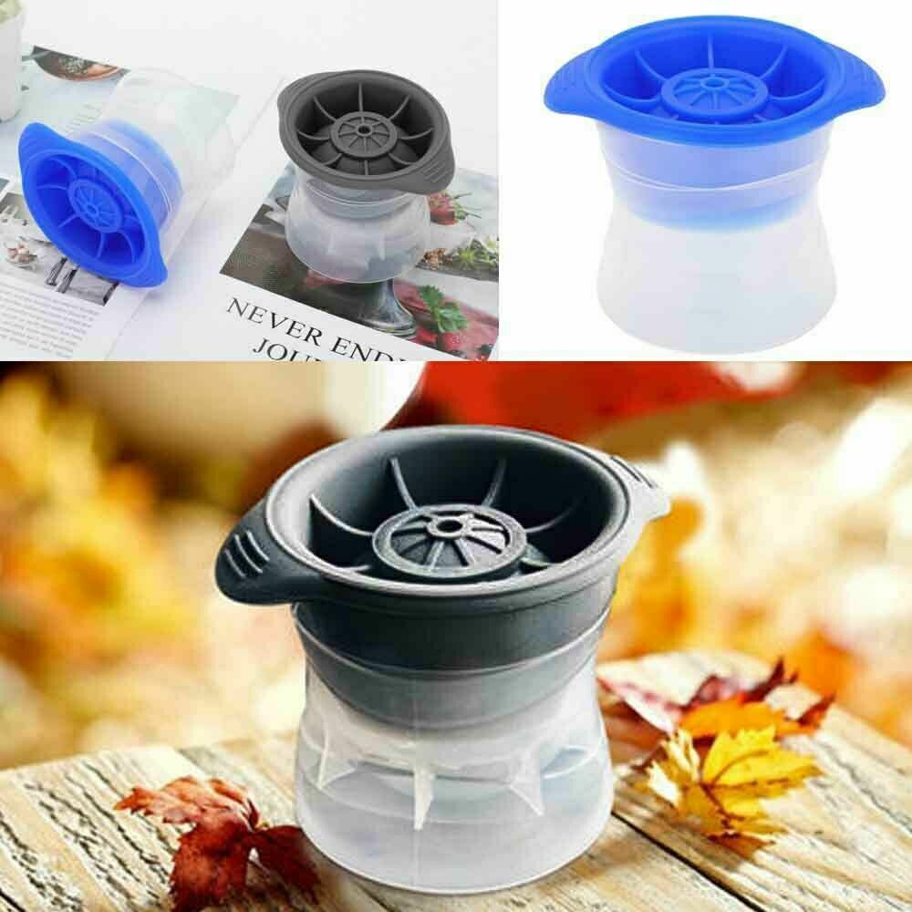 2pcs Silicone Ice Ball Mold Sphere Cube Maker Mould Jelly Whiskey Cocktail 1AU Gray Blue