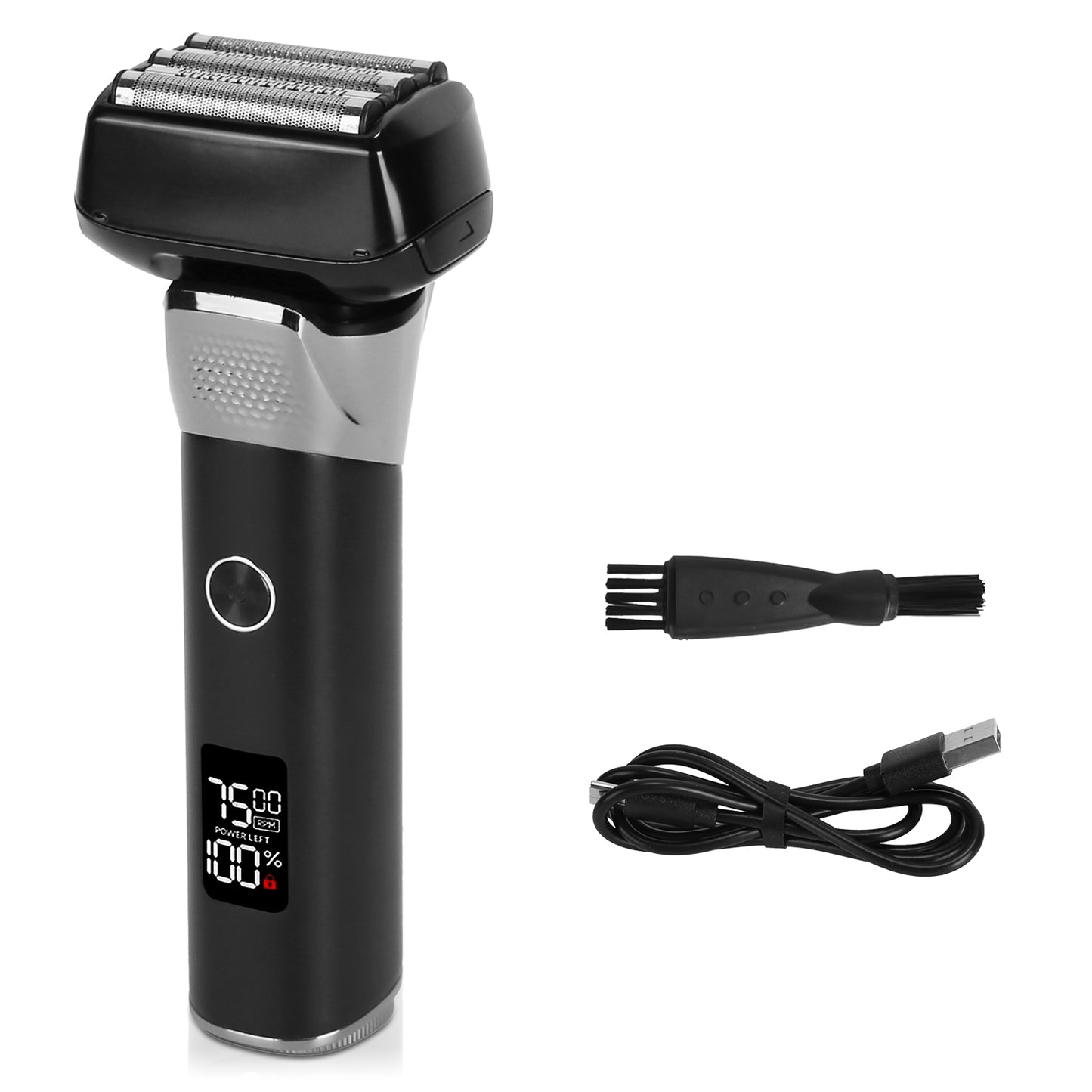 Electric Foil Face Shaver 5-Blade Electric Razor For Men Wet & Dry Jawline Beard Trimmer Precision Sideburn Shavers IPX6 Waterproof With LED Display Cleaning Brushes