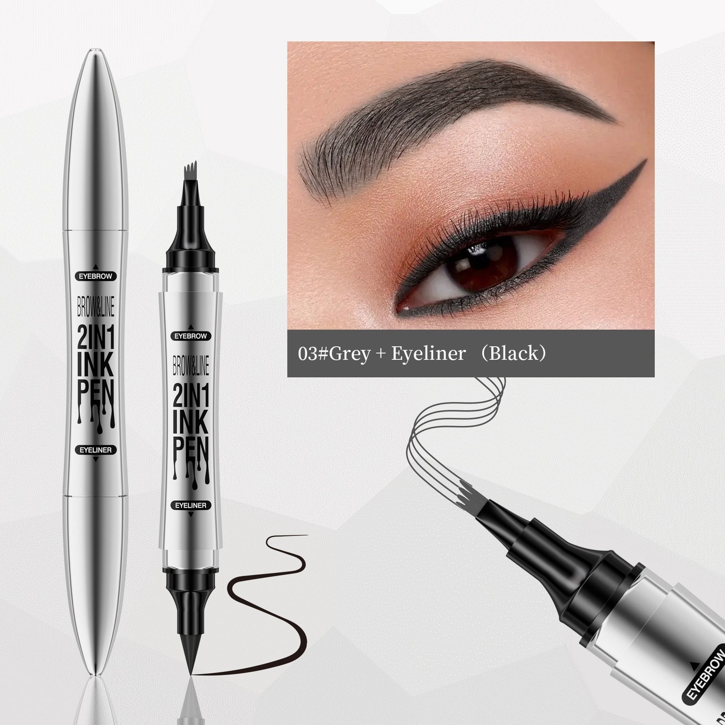 2 In 1 Microblading Eyebrow Pen, 4 Fork Tip, 3D Waterproof Magic Eyebrow Pencil