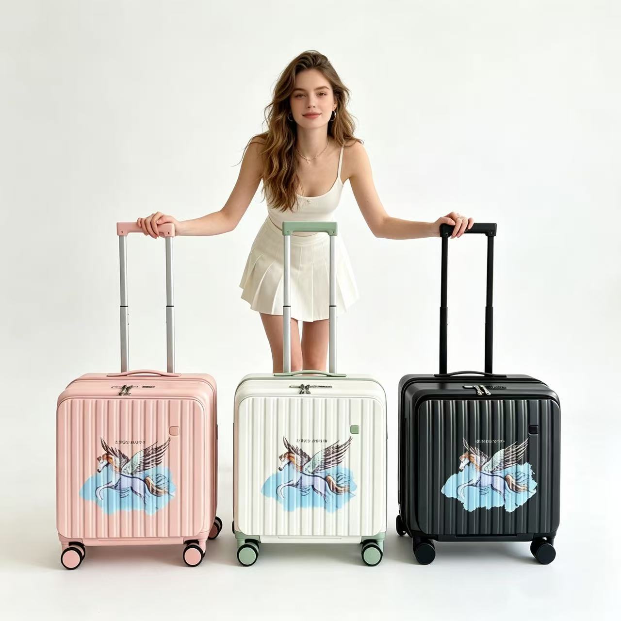 Valise compacte à roulettes 20 pouces, ouverture latérale, légère et pratique