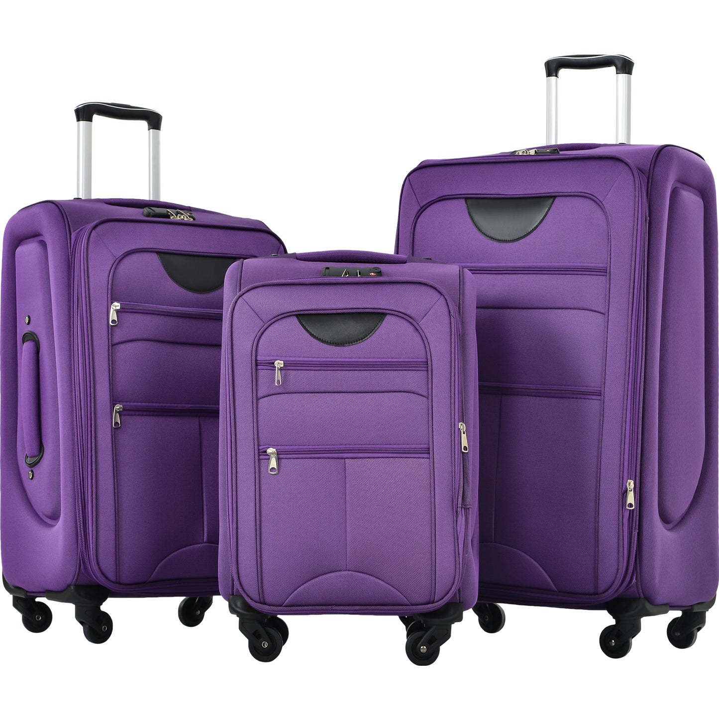 Ensemble de 3 valises souples extensibles à roulettes pivotantes, légères, 22 26 et 30 pouces