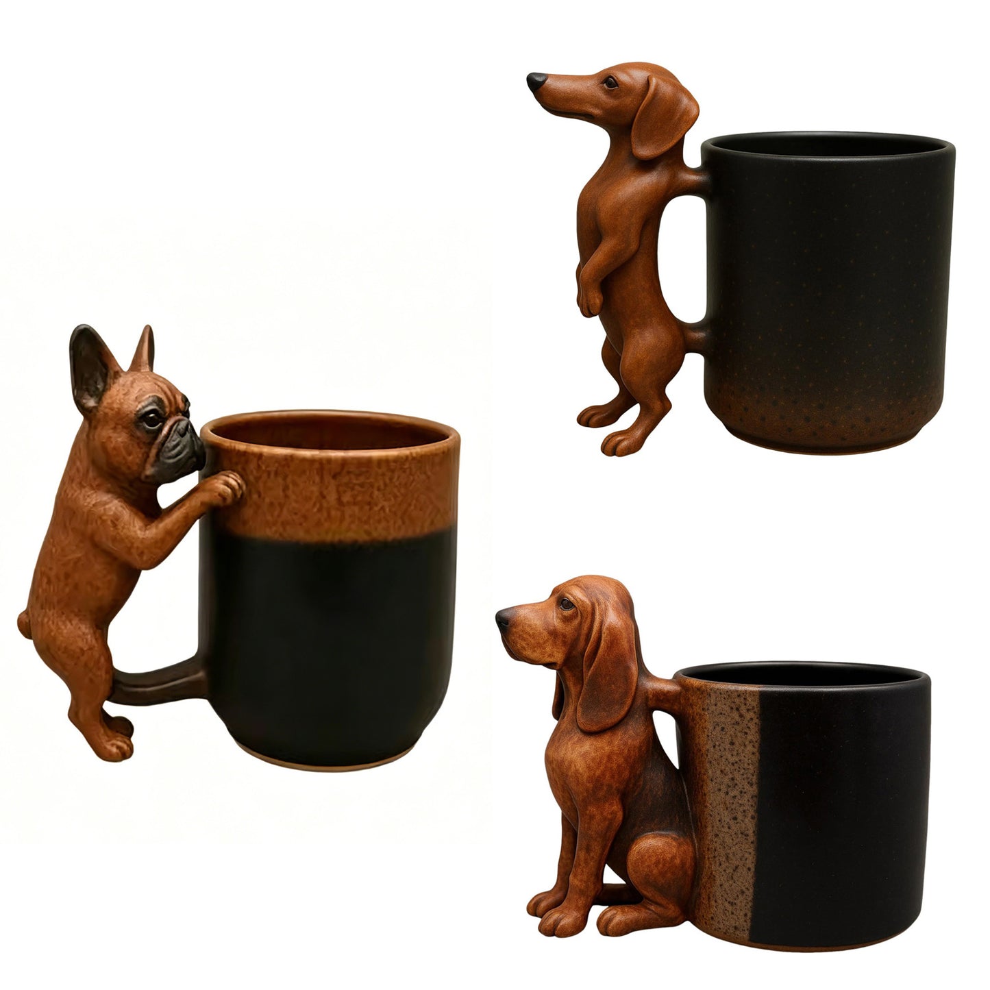 3D Handmade Dachshund Mug, Creative 3D Animal Shape Ceramic Mug,11 Oz Unique Dog Coffee Mugs