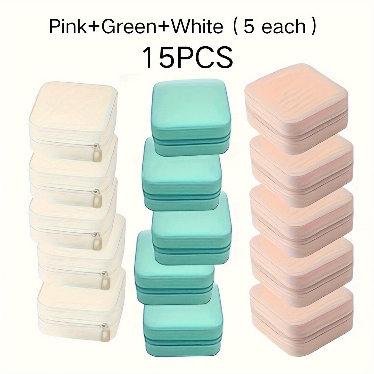 15-Piece Set High-Quality Mini Portable PU Leather Travel Jewelry Box Large Capacity For Rings, Earrings, Pendants, Watches, Necklaces, And Lipstick Fresh 3-Color Jewelry Organizer