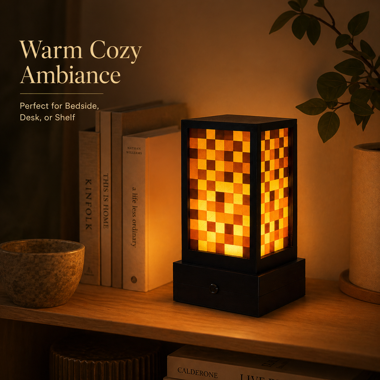 Lampe pixel imprimée en 3D, veilleuse tactile rechargeable, 3 niveaux de luminosité, lumière chaude