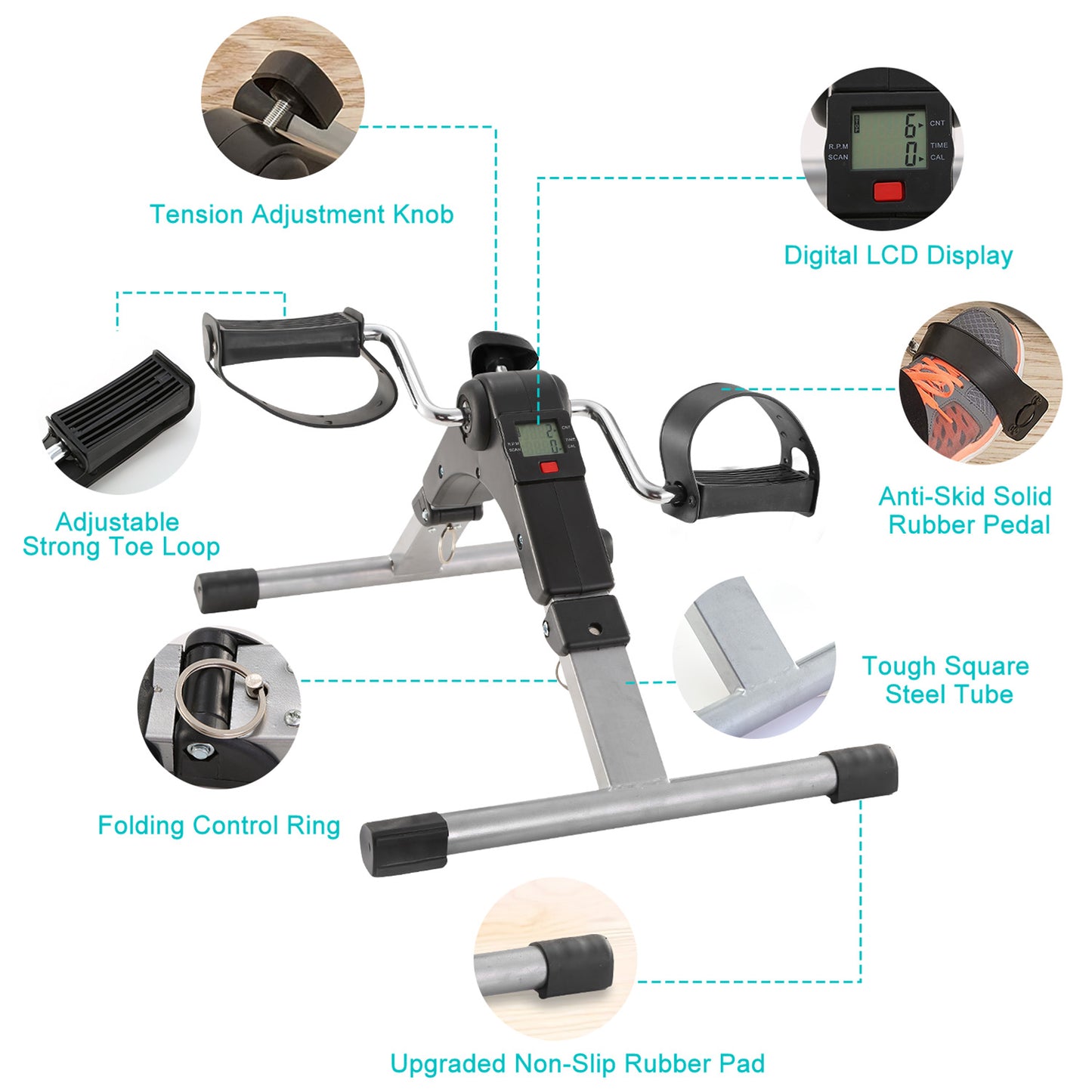 Mini Vélo d'Appartement Pliable - Pédalier Fitness Écran LCD