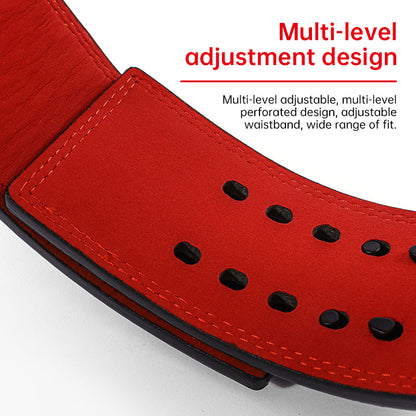 Heavy-Duty Leather Weightlifting Belt - Firm Back Support for Squats & Deadlifts.