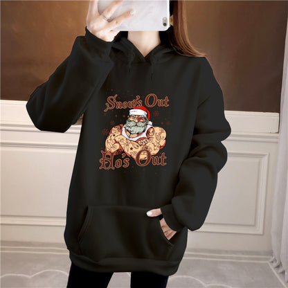 Muscle man funny Santa print hoodie