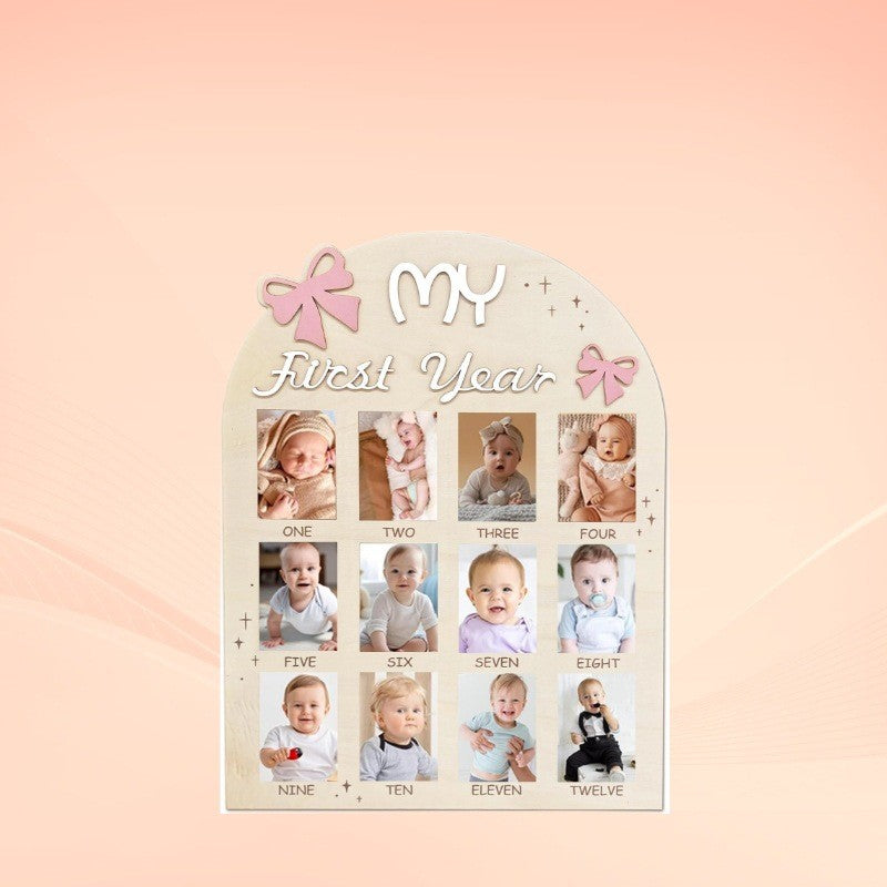 Cadre Photo Bébé "Ma Première Année" - 12 Mois en Bois