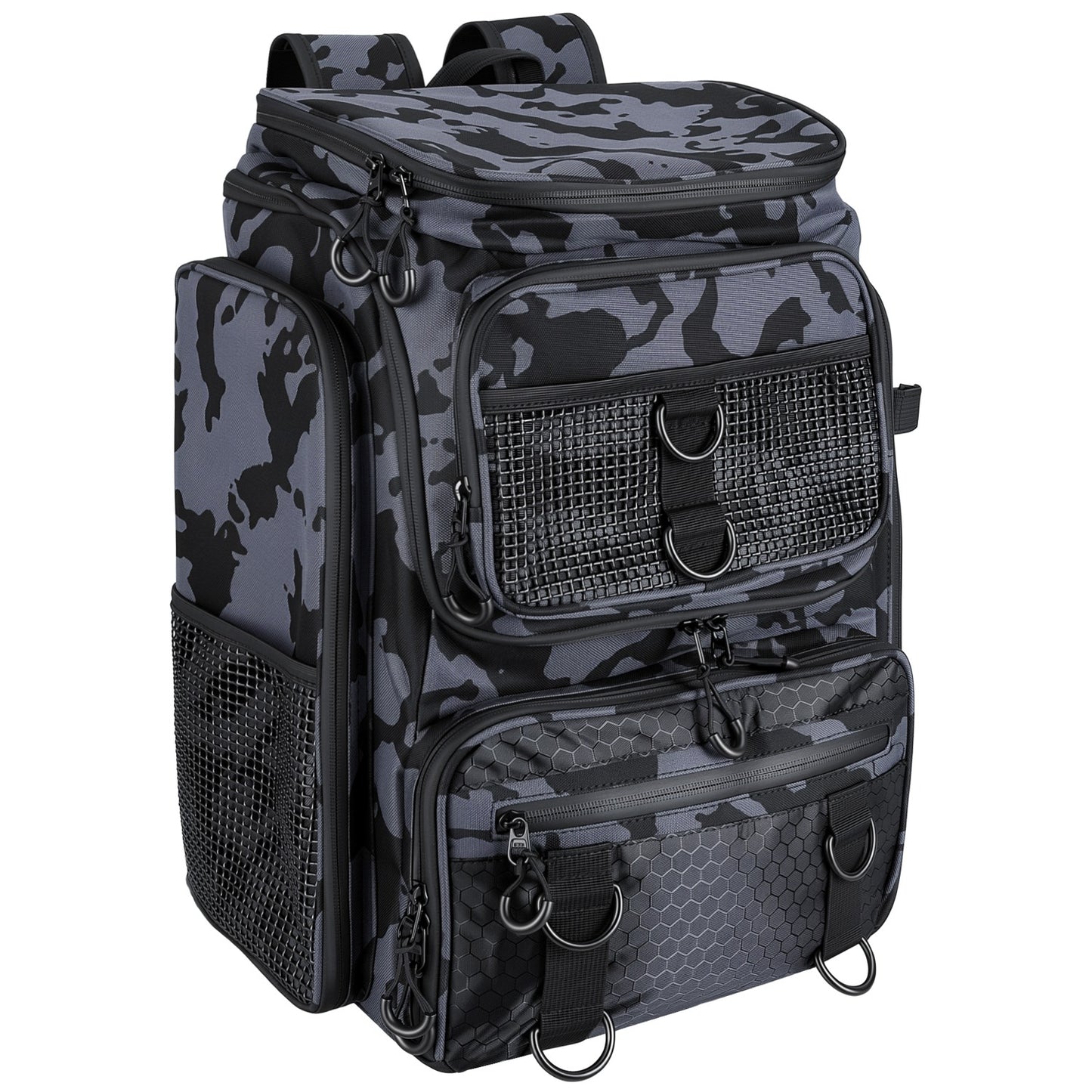 42L 11Gal Fishing Backpack Large Capacity Fishing Tackle Storage Bag With Rod Holders 16 Pocket Water-Resistant With Divider Adjustable Padded Straps For Fishing Gear Outdoor Camping Hiking