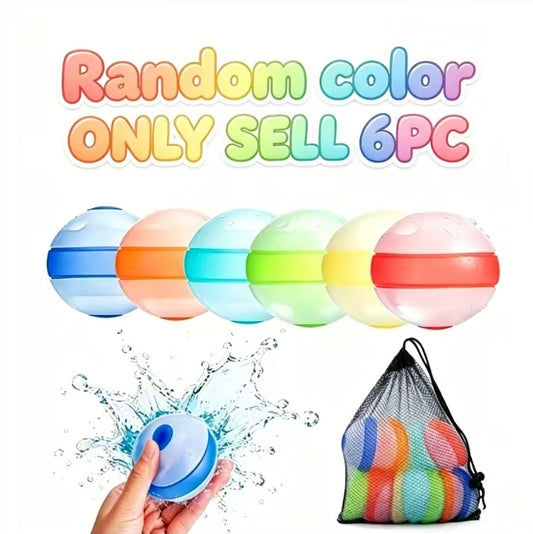 6 Pack Reusable Silicone Water Ball, Non-Magnetic Quick Fill Water Bomb Balls, Summer Pool Party Water Game Toys For Kids & Adults