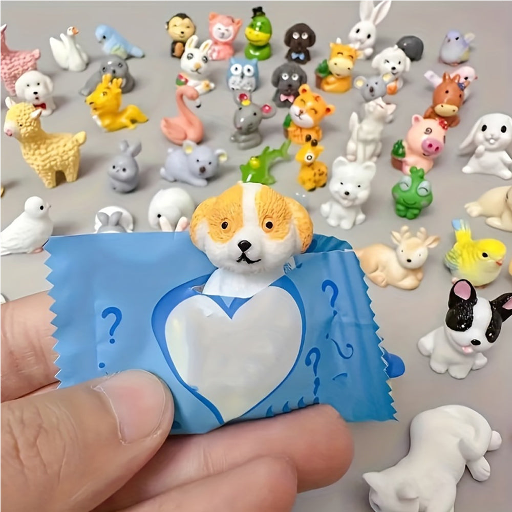 24 Pcs Garden Miniature Ornament Blind Box - Resin Farm Animal Figurines