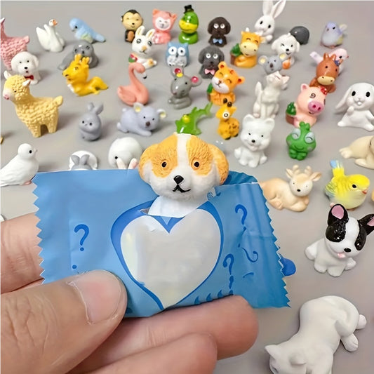 24 Pcs Garden Miniature Ornament Blind Box - Resin Farm Animal Figurines