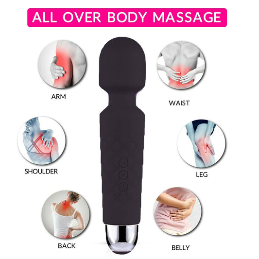 20 Speed Handheld Massager Wand Vibrating Massage Magic Full Body Therapy Motor