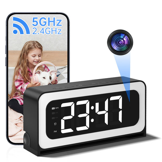 3MP Black Color Wireless Wifi Alarm Clock Camera Video Recording Home Baby Monitor