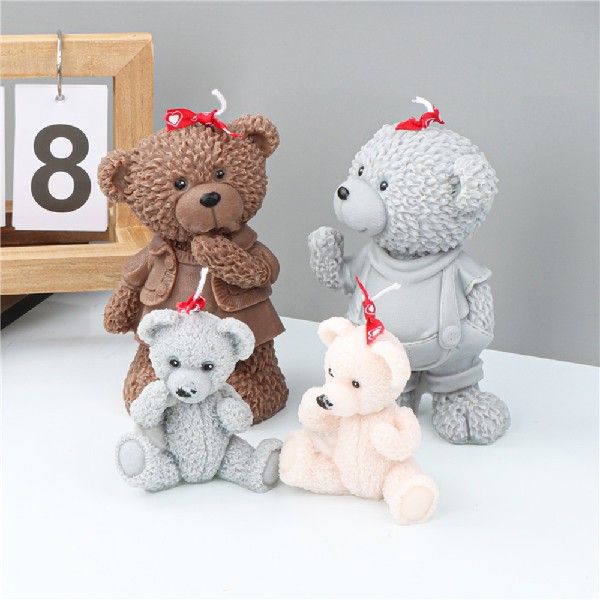 3D Cute Bear Silicone Candle Mold Bear Shape Epoxy Resin