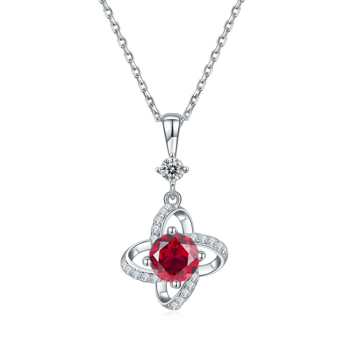 Collier Trèfle 4 Feuilles Argent S925 - Moissanite 6.5mm