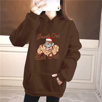 Muscle man funny Santa print hoodie