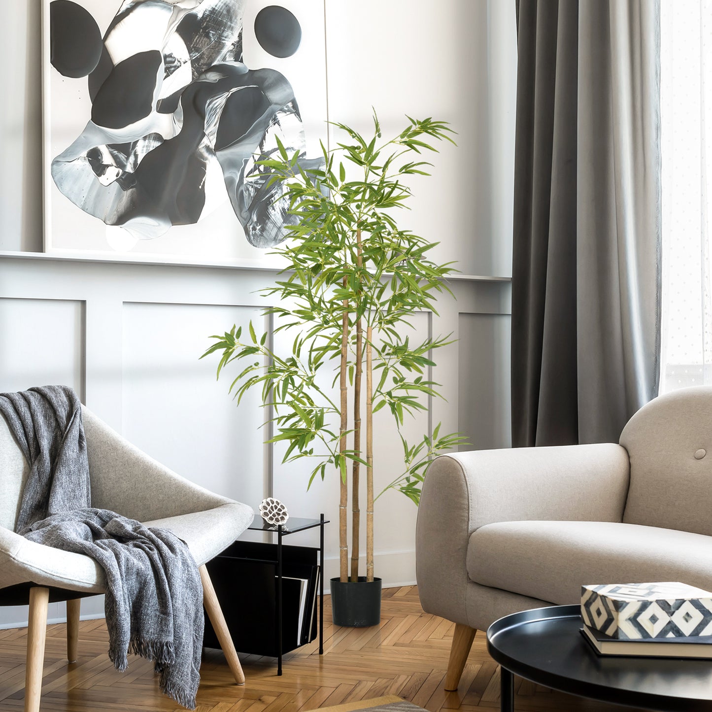 6ft Artificial Tree, Indoor Fake Bamboo with Pot, for Home Office Living Room Decor