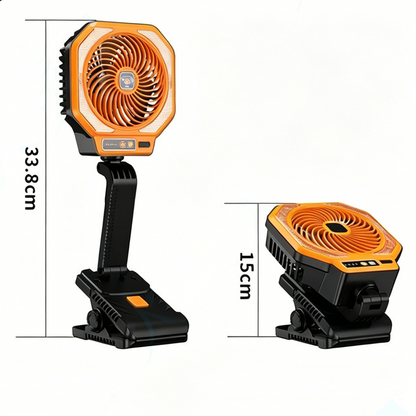 Ventilateur de camping portable 2 en 1 avec lampe LED, ventilateur de tente, charge Type-C