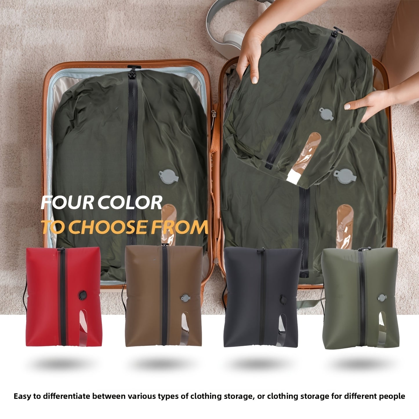 Reusable Travel Vacuum Compression Storage Bag, Multi-purpose TPU Vacuum Compression Bag, Waterproof And Moisture-proof Zipper Luggage Storage Bag, Customizable Pattern Logo