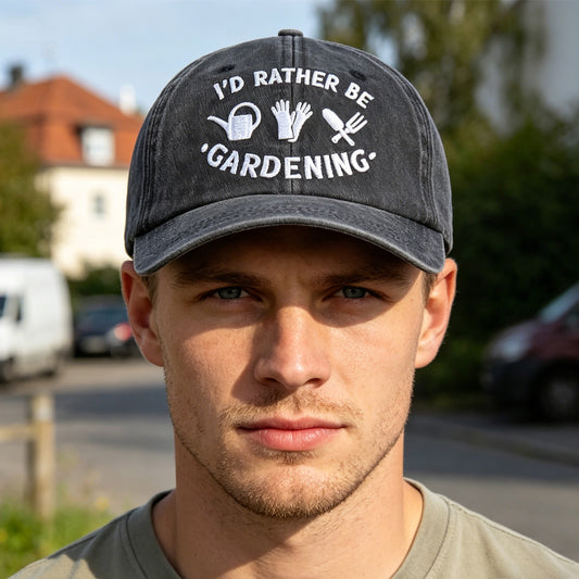 2pcs Vintage Washed Cotton Baseball Cap For Plant Lovers, I'd Rather Be Gardening,Unisex Adjustable Hat