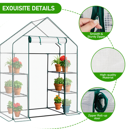 Mini Serre de Jardin avec Housse PE - 4 Étagères