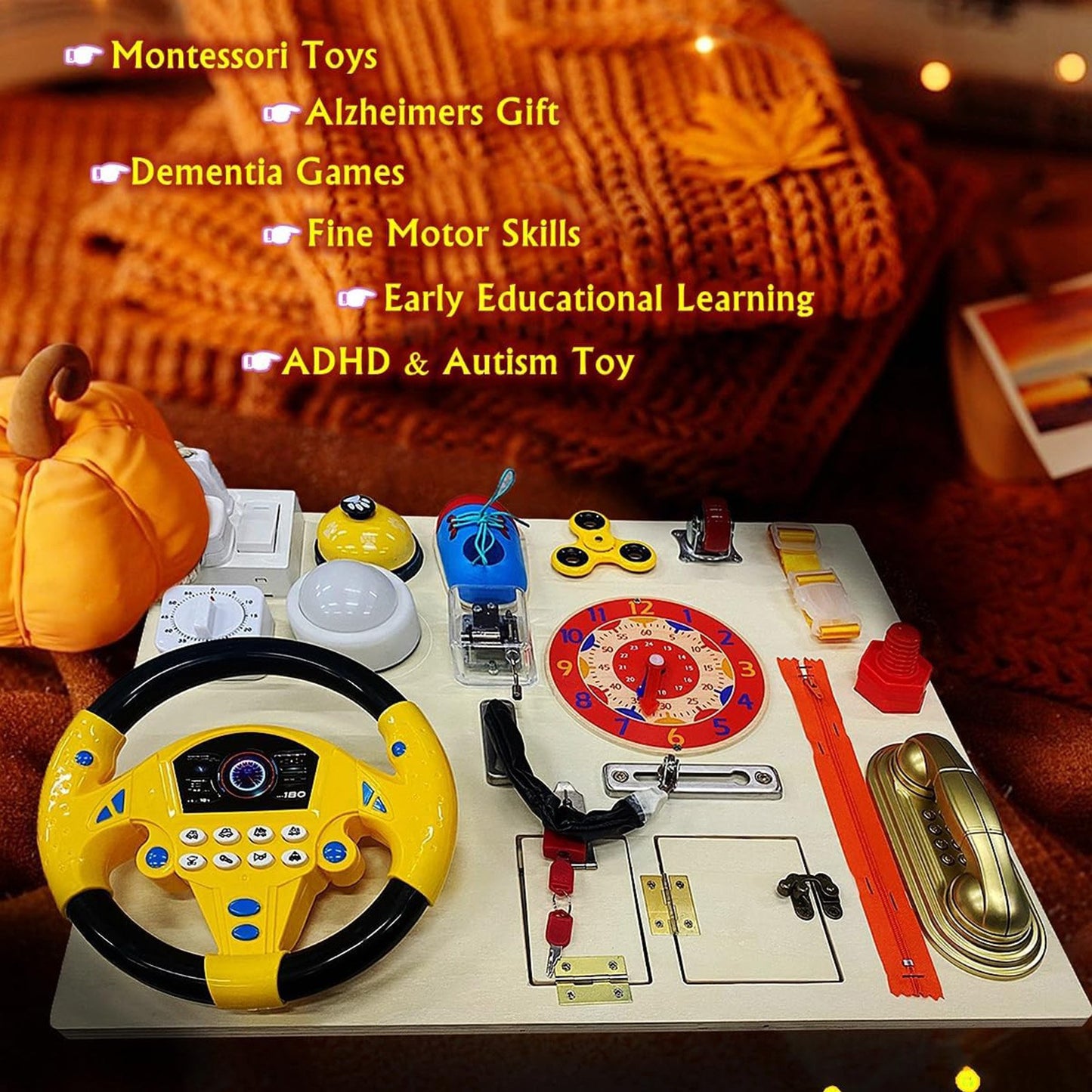 Toddler Sensory Activity Large Size Multifunctional Children Wooden Activity Boa