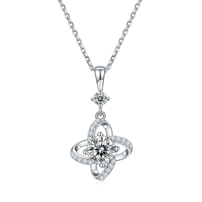 Collier Trèfle 4 Feuilles Argent S925 - Moissanite 6.5mm