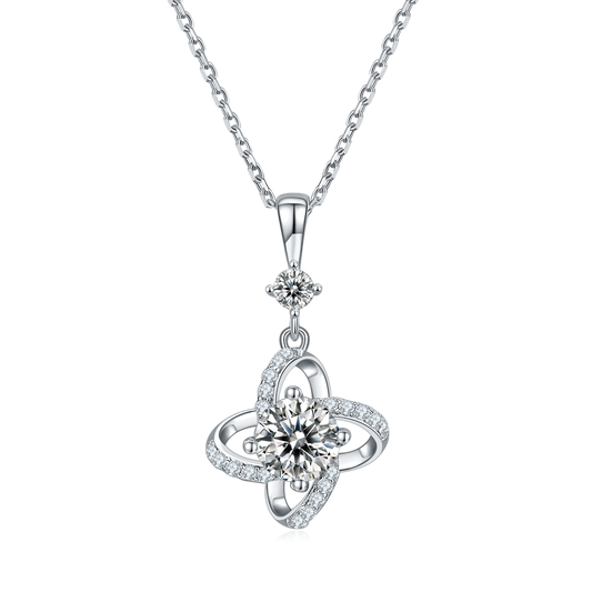 Collier Trèfle 4 Feuilles Argent S925 - Moissanite 6.5mm