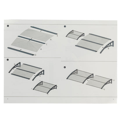 Auvent de Porte / Fenêtre 203x97cm - Polycarbonate Marron