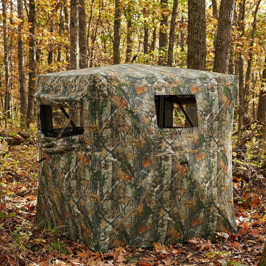 Hunting Blind for 2 Person, See Through Pop Up Blind with 270-Degree View, Windows for Deer Hunting, Camouflage