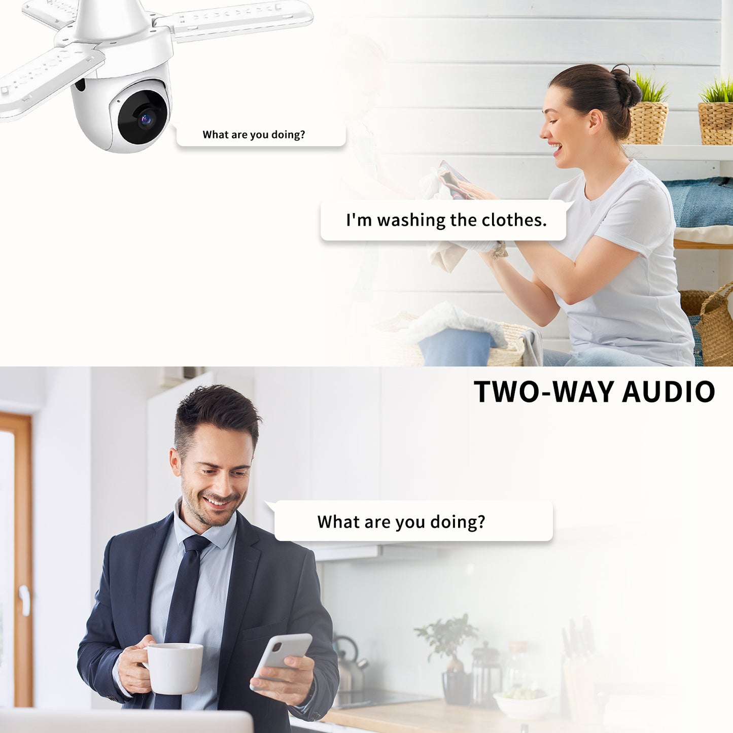 3 - Leaf Fan Light Bulb Security Camera, 1080P HD WiFi Remote Monitor, Easy Inst