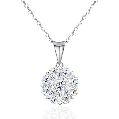 Collier Halo Argent S925 Moissanite 1ct - 40cm