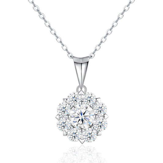 Collier Halo Argent S925 Moissanite 1ct - 40cm