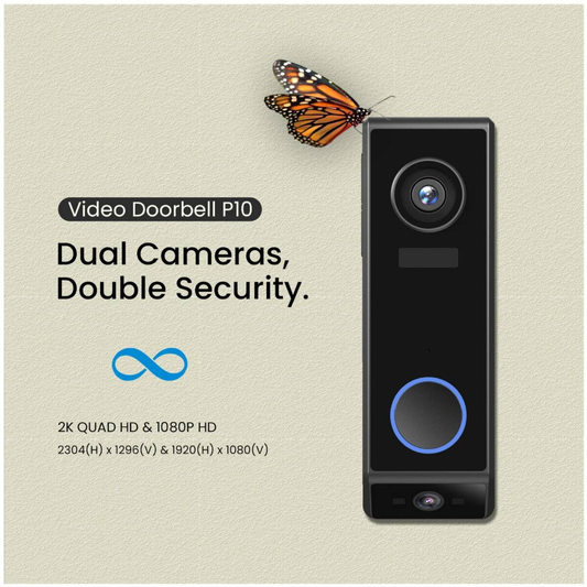Security Video Doorbell - Dual Camera 2K HD With Delivery Guard, Colour Night Vision, No Subscription - Alexa Compatible