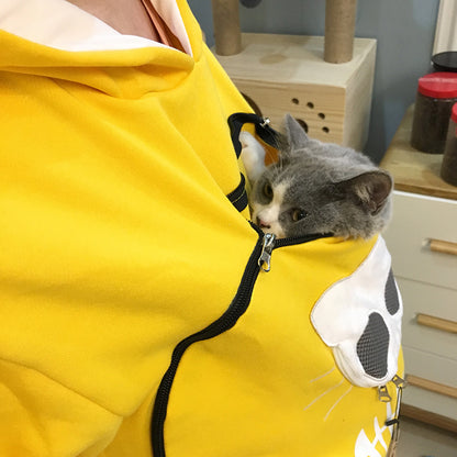 Cat Carrier Hoodie - Portable Pet Clothes for Walking, Cuddling, and Carrying Cats or Dogs