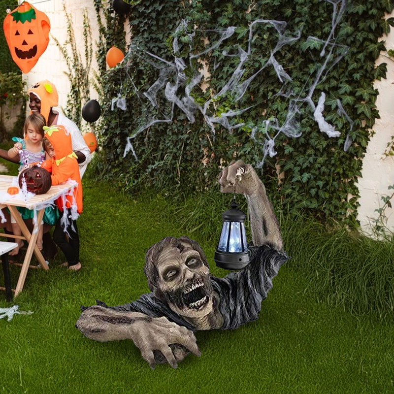 Halloween Zombie Crawl Horror Decor: Scary LED Lights, Zombie Clip Lantern, Outdoor Statue Light (1 Pc)