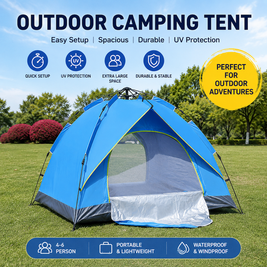 Tente de camping pliante entièrement automatique, montage instantané, double couche, 3-4 personnes