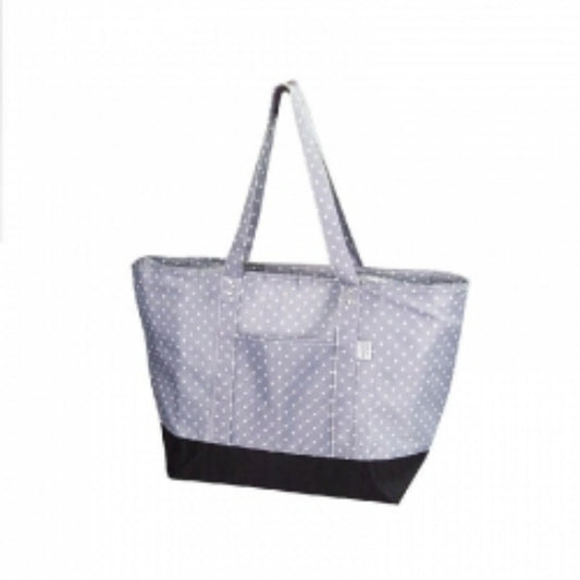 Grand sac isotherme de pique-nique et camping réutilisable à bandoulière, gris à pois
