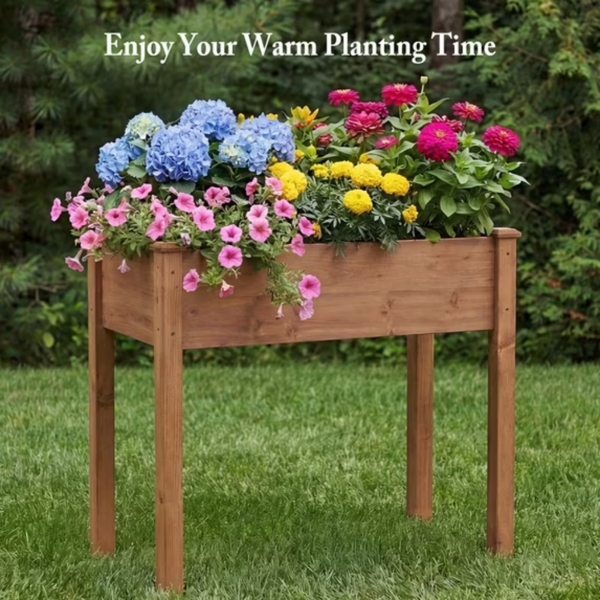 Bed - Cedar Planter With Non - Woven Liner, Bottom Drainage, 30 - Inch Height, 4