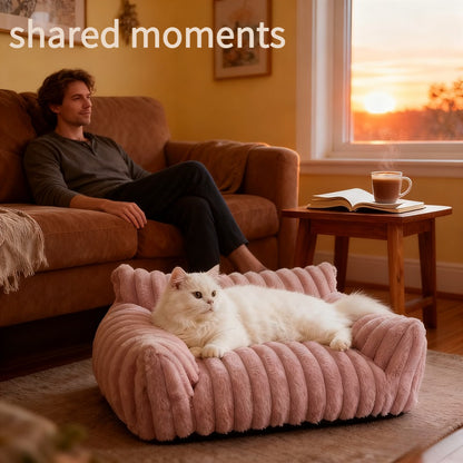 Cute Cat Couch For Pets - Fluffy Cat Beds With Premium Soft Corduroy Fleece, Fuz