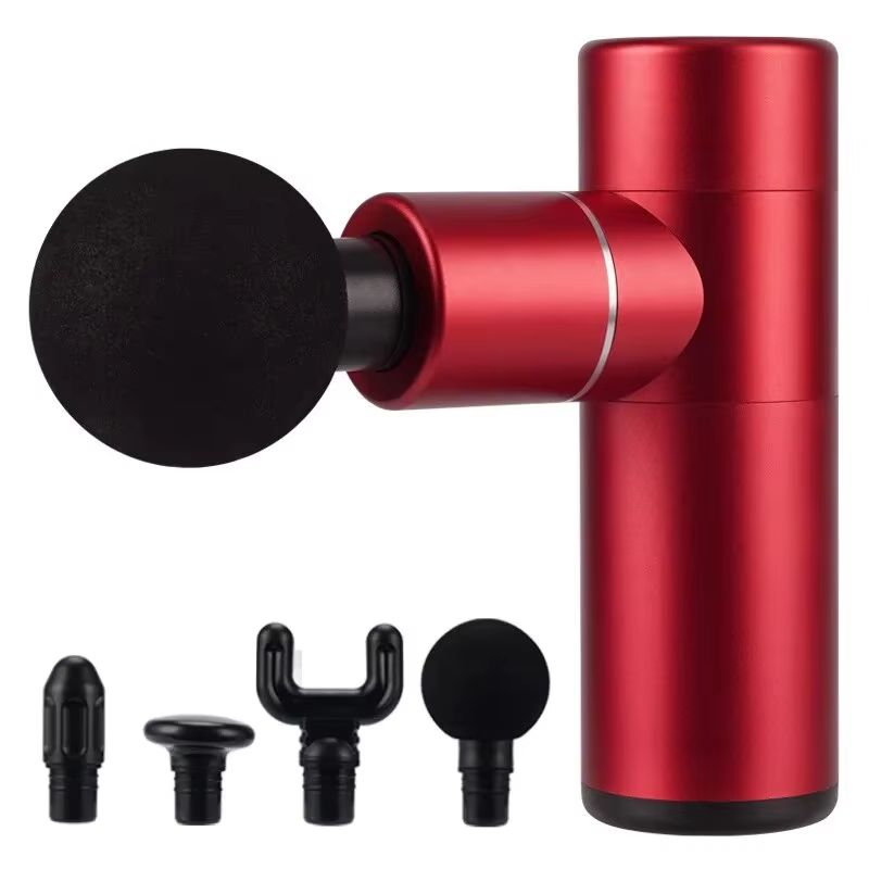 Brushless Fascia Gun Mini Portable 4 Gears Deep Tissue Massager Red&Black