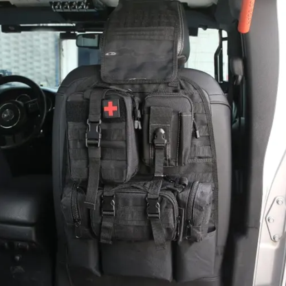 Universal Tactical Vehicle Back Seat Organizer With 3 Detachable Pouches - 2 Set
