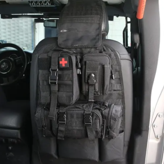 Universal Tactical Vehicle Back Seat Organizer With 3 Detachable Pouches - 2 Set