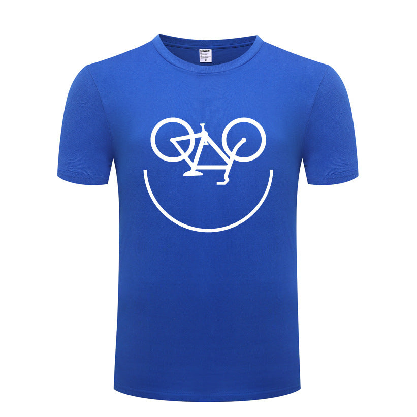 New Men's Short-sleeved T-shirt Smiley Face Cycle Cycling Bike