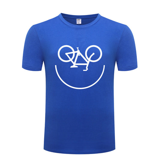 New Men's Short-sleeved T-shirt Smiley Face Cycle Cycling Bike