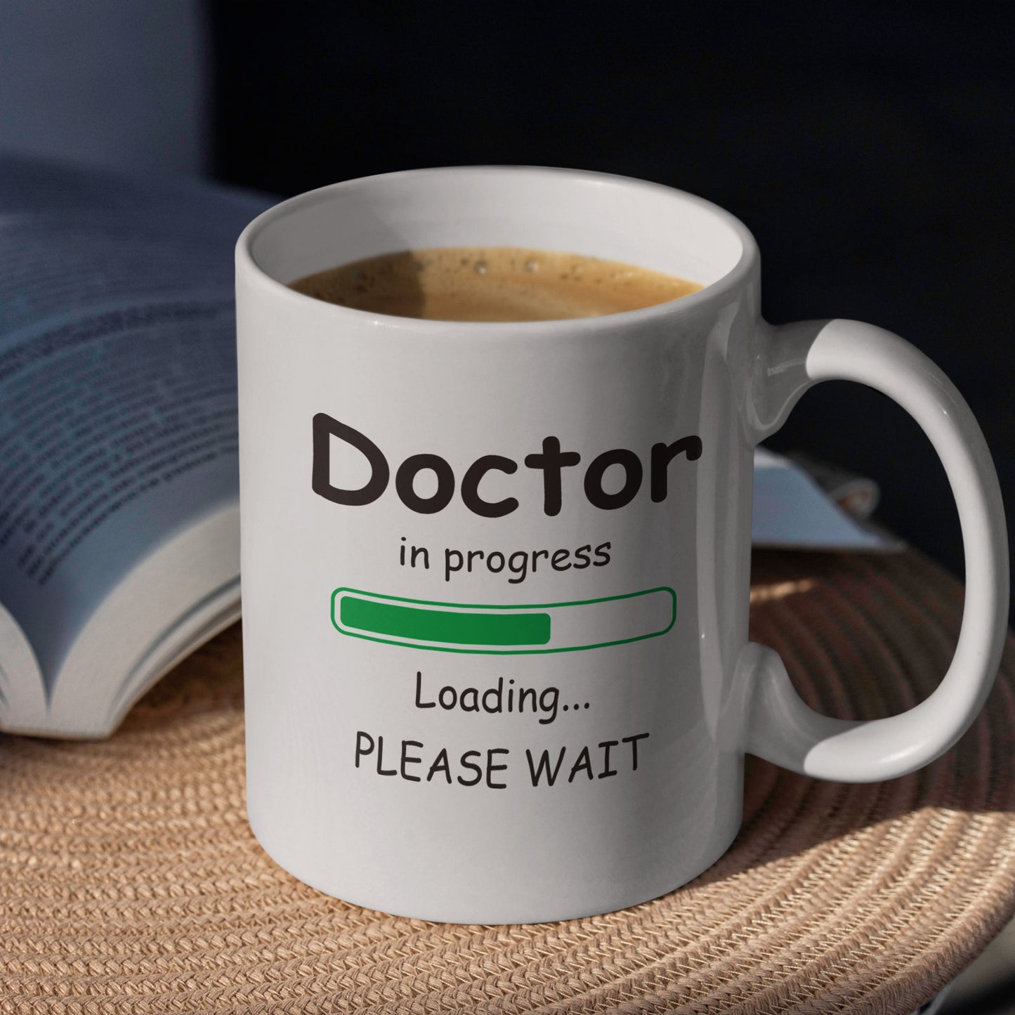 Doctor In Progress" 11oz Ceramic Mug - Humorous Graduation Gift for Medical Students, PhDs & Office Use with Unique Loading Design