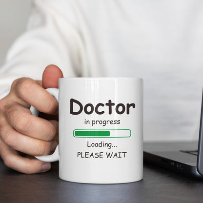 Doctor In Progress" 11oz Ceramic Mug - Humorous Graduation Gift for Medical Students, PhDs & Office Use with Unique Loading Design