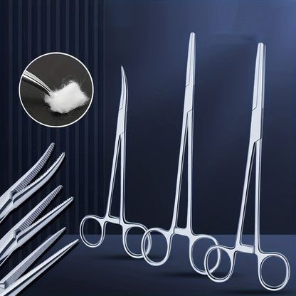 1pc Stainless Steel Hemostatic Forceps - Medical Tweezers for Laboratory, Veterinary & Fishing Use - Metal Curved/Straight Tip Clamp - For Professionals & Enthusiasts - Ideal for Pet Care, Precision Tasks & Medical Procedures