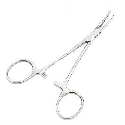 1pc Stainless Steel Hemostatic Forceps - Medical Tweezers for Laboratory, Veterinary & Fishing Use - Metal Curved/Straight Tip Clamp - For Professionals & Enthusiasts - Ideal for Pet Care, Precision Tasks & Medical Procedures